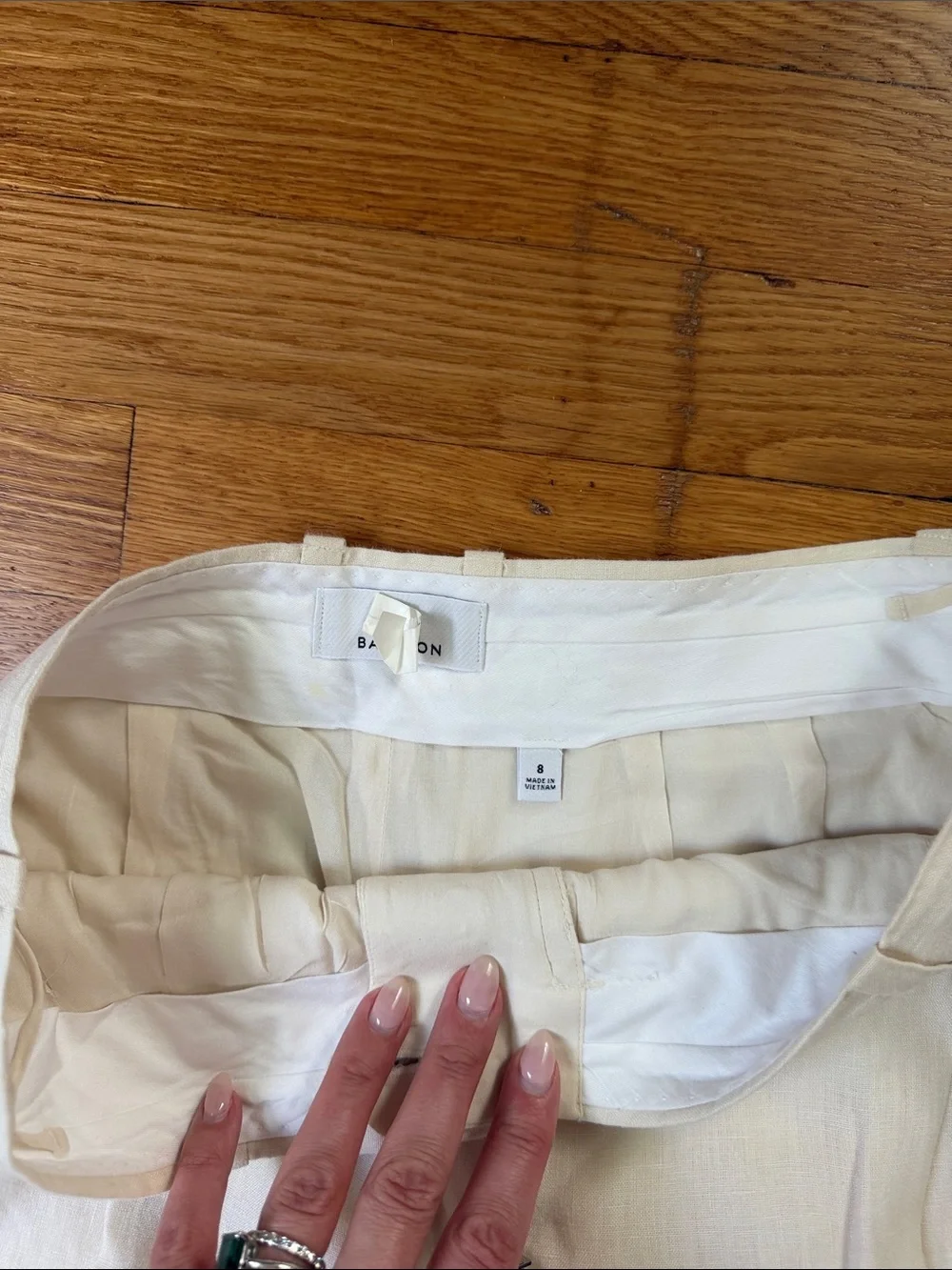 Babaton pleated linen pant in birch